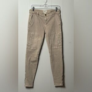 Current/Elliott Women's Tan Flat Pocket Cargo Cotton Blend Skinny Pants Size 30